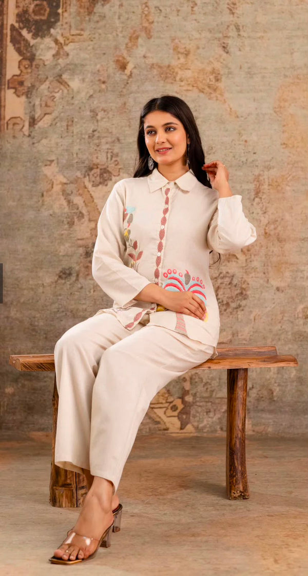 Pure Cotton Flex Embroidered Co-Ord Set