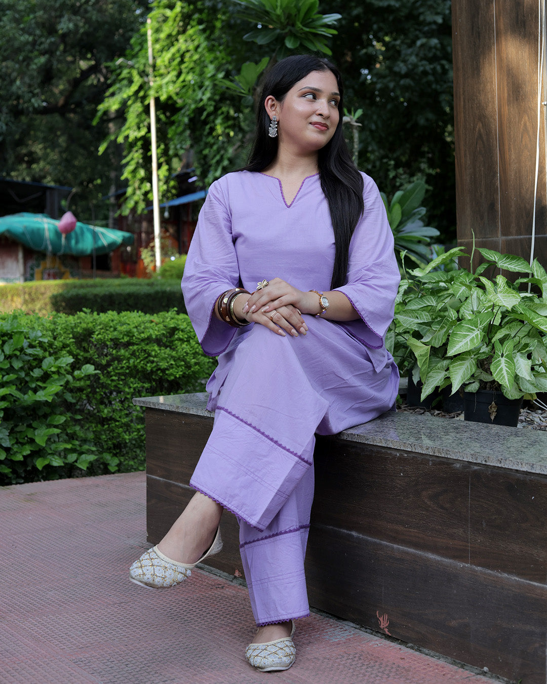 Lavender Cotton Kurta Set