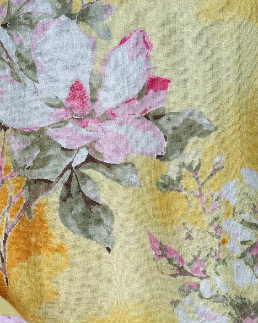 Yellow Mustard Hand Block Print Floral Farshi Set