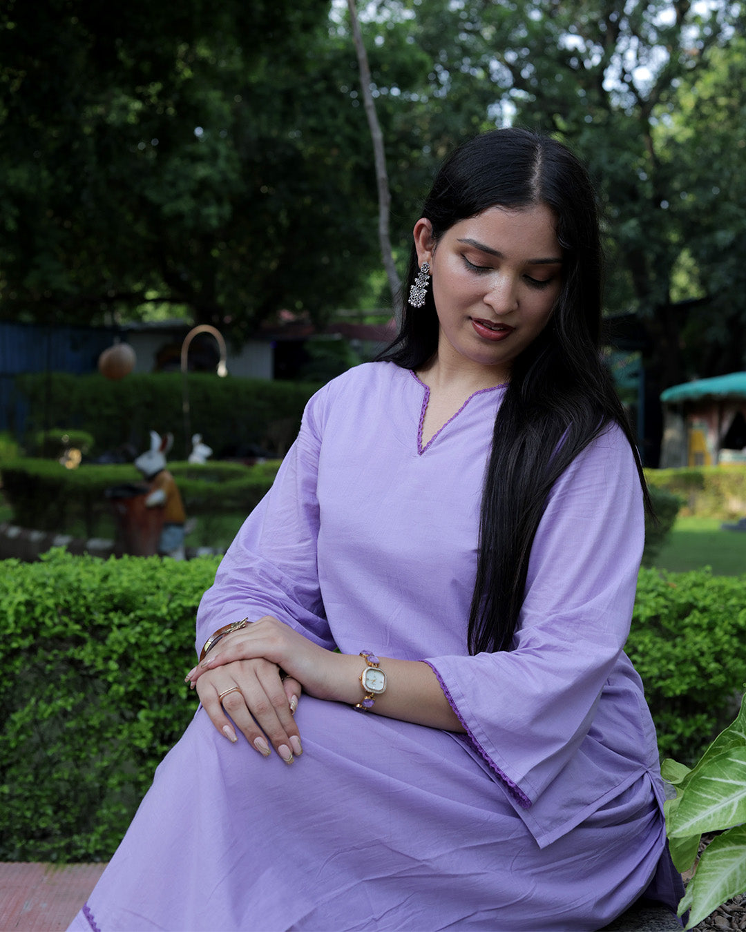 Lavender Cotton Kurta Set